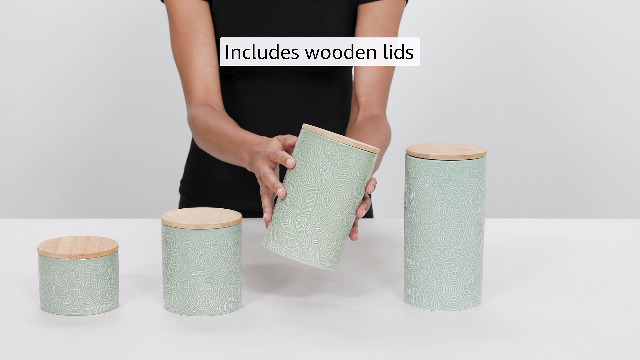 Amazon.com: American Atelier Embossed Canister Set 4-Piece Ceramic